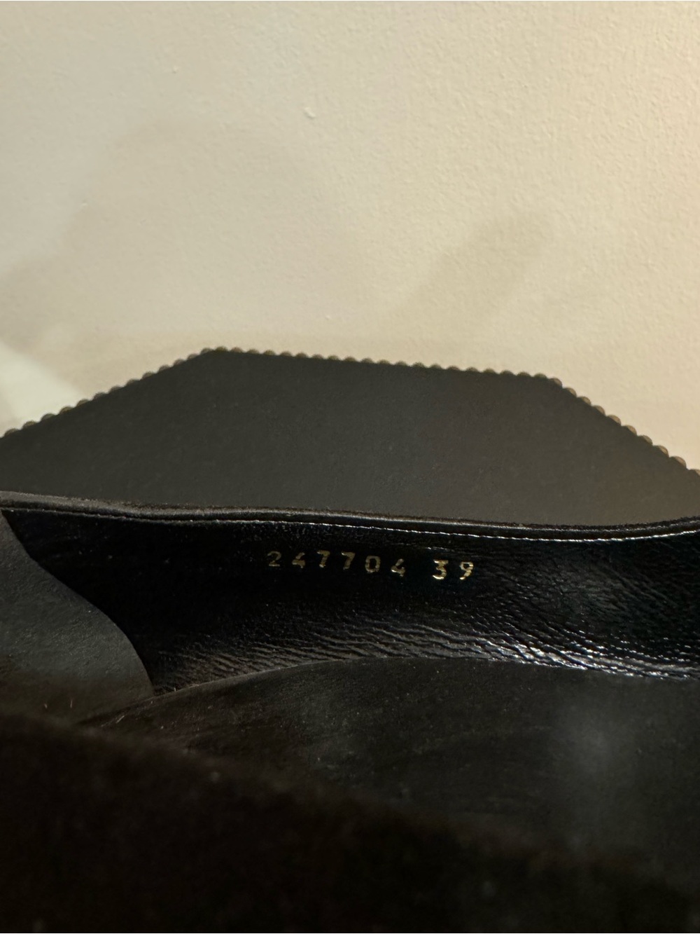 Gucci Vintage Black Suede Block Heels with Gold Button Detail - Picture 10 of 10